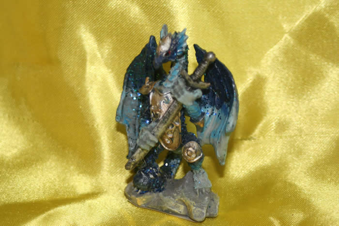 Blue resin Dragon with sword