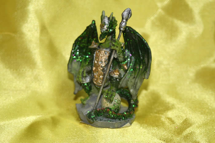 Green resin Dragon with spear