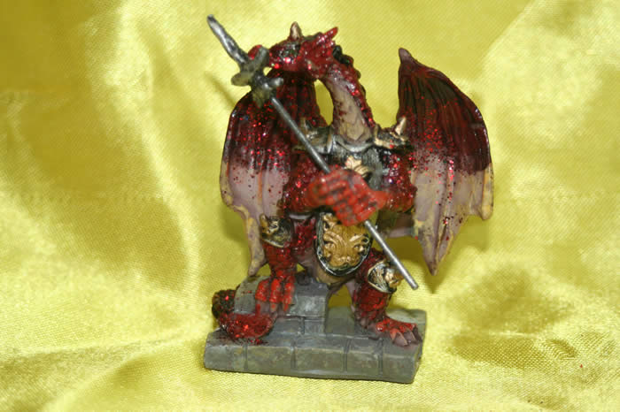 Red resin Dragon with spear